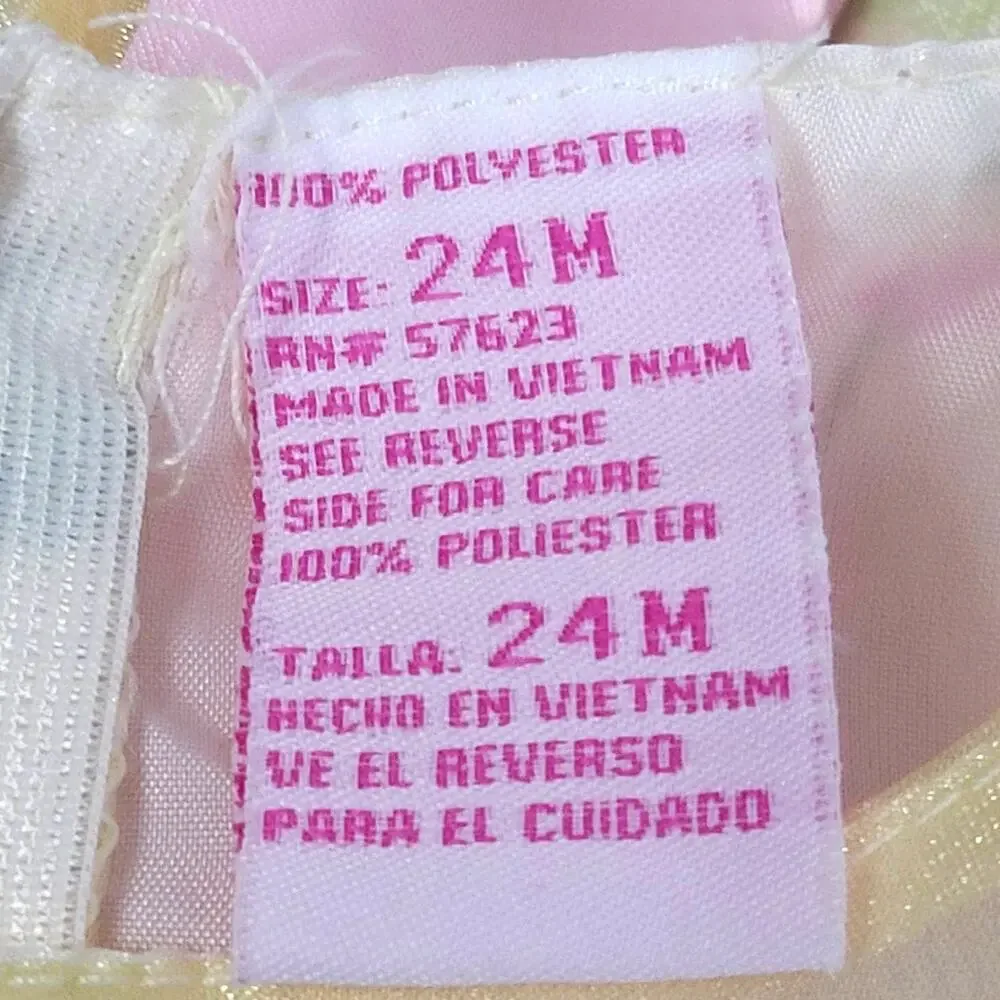Little Lindsey Yellow & Pink Floral Dress‎ W/ Pink Satin Bow 24 Months